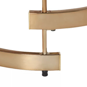 Homeroots 21" Champagne Glass And Iron Round End Table   402494