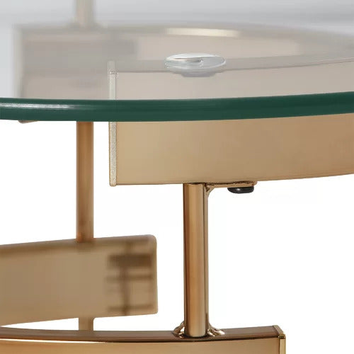 Homeroots 21" Champagne Glass And Iron Round End Table   402494