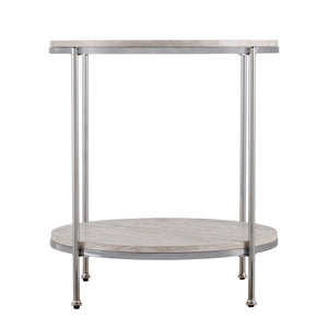HomeRoots 24" Chrome End Table with Shelf – Modern Manufactured Wood & Iron Design for Living Room or Office 402495