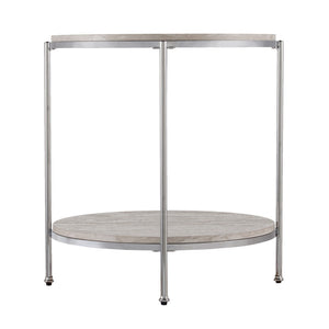 HomeRoots 24" Chrome End Table with Shelf – Modern Manufactured Wood & Iron Design for Living Room or Office 402495