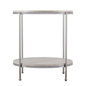 HomeRoots 24" Chrome End Table with Shelf – Modern Manufactured Wood & Iron Design for Living Room or Office 402495