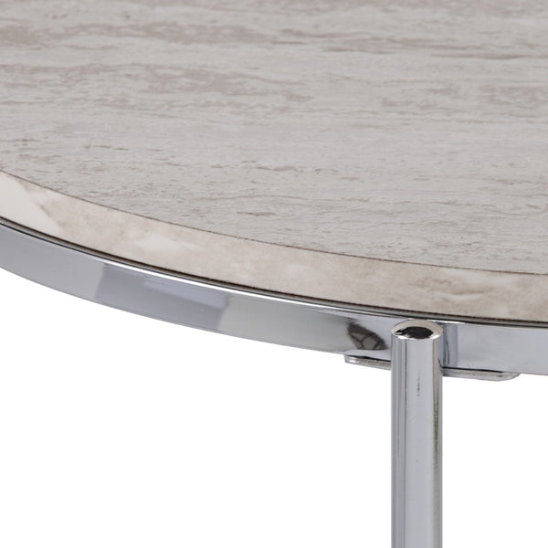 HomeRoots 24" Chrome End Table with Shelf – Modern Manufactured Wood & Iron Design for Living Room or Office 402495