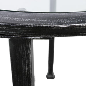 HomeRoots 24" Sleek Black Glass and Iron Round End Table - Modern Accent for Living Room or Bedroom Décor 402496