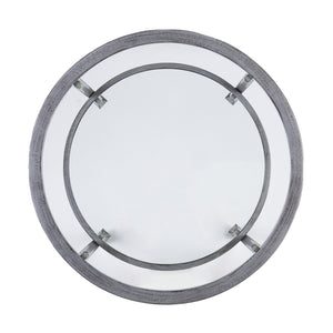 Homeroots 24" Silver And Clear Glass And Distressed Iron Round End Table With Shelf   402497