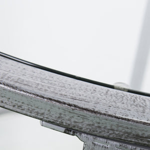 Homeroots 24" Silver And Clear Glass And Distressed Iron Round End Table With Shelf   402497