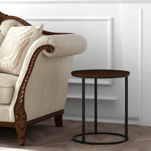HomeRoots 24" Rustic Round End Table - Natural Wood & Industrial Iron Base with Unique Sunburst Design for Any Space 402499