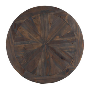 HomeRoots 24" Rustic Round End Table - Natural Wood & Industrial Iron Base with Unique Sunburst Design for Any Space 402499