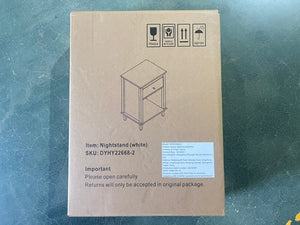 English Elm 26.77''H Modern Wooden Nightstand with Drawer and Open Shelf, Sturdy MDF Build, Tip-Restraint Included White 25.42 L x 19.08 W x 6.33 H W80859138