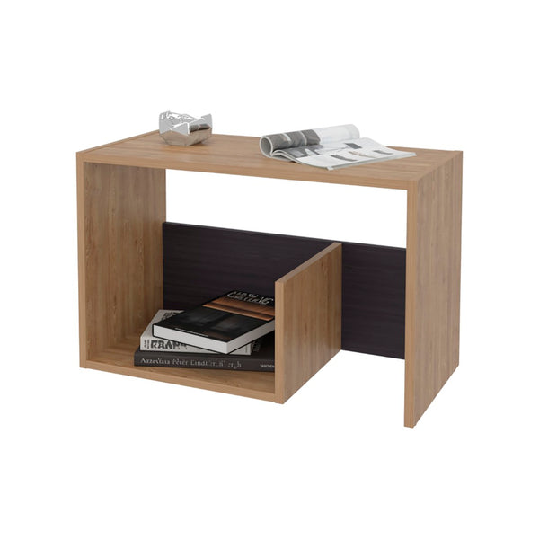 English Elm Vega Modern Side Table With Open Storage - Durable Melamine, Pine & Black Finish For Any Space B128P287510-GIGA