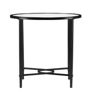 Homeroots 25" Black And Clear Glass Oval End Table   402501