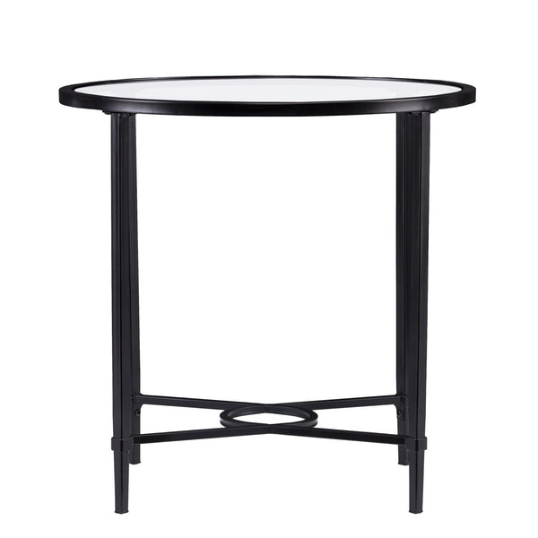 Homeroots 25" Black And Clear Glass Oval End Table   402501