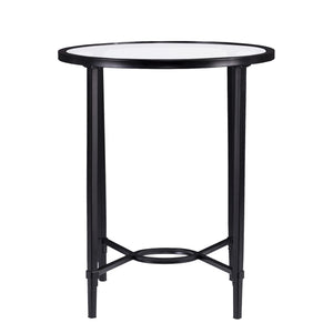 Homeroots 25" Black And Clear Glass Oval End Table   402501