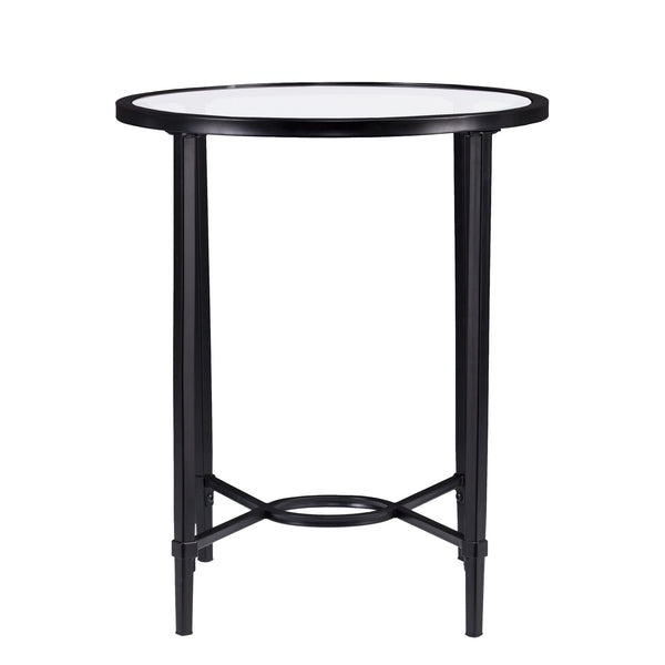 Homeroots 25" Black And Clear Glass Oval End Table   402501