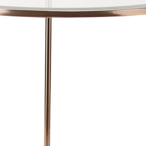 HomeRoots 26" Gold Glass and Iron Round End Table - Modern Glam Accent with Shelf for Living Room or Entryway 402505