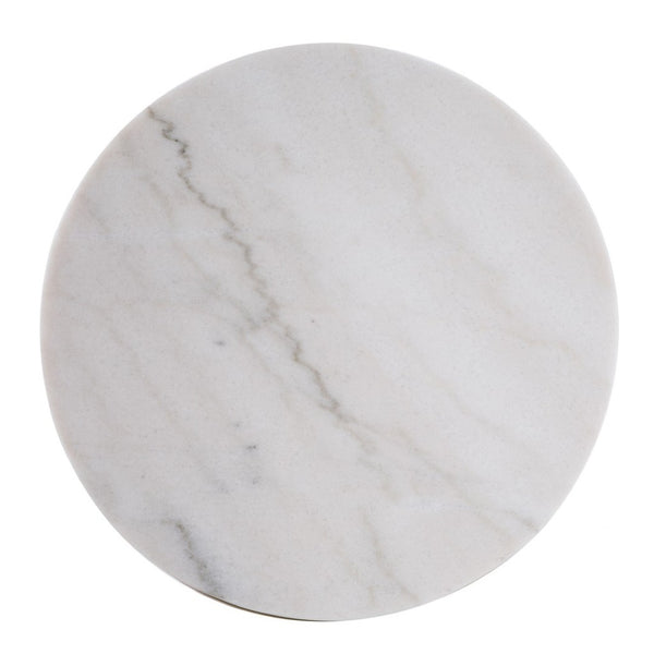 HomeRoots 24" Marble Look End Table with Champagne Iron Base - Elegant, Durable & Perfect for Small Spaces 402506