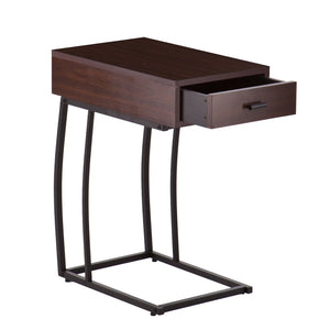 HomeRoots 23" Brown End Table with Drawer, USB & Power Outlet - Versatile Modern Design for Living Spaces 402508