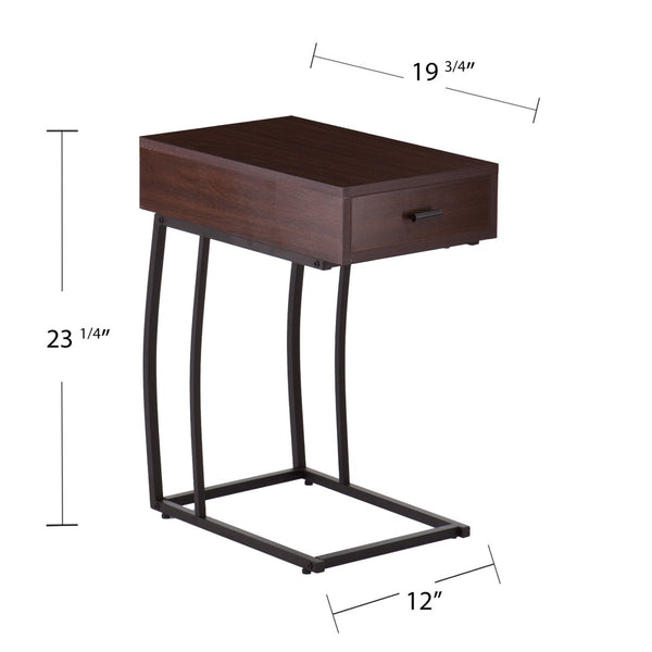 HomeRoots 23" Brown End Table with Drawer, USB & Power Outlet - Versatile Modern Design for Living Spaces 402508