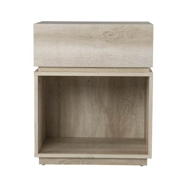 HomeRoots 24" Brown End Table with Drawer, USB Charging Station & Open Shelf - Ideal for Small Spaces & Style 402510