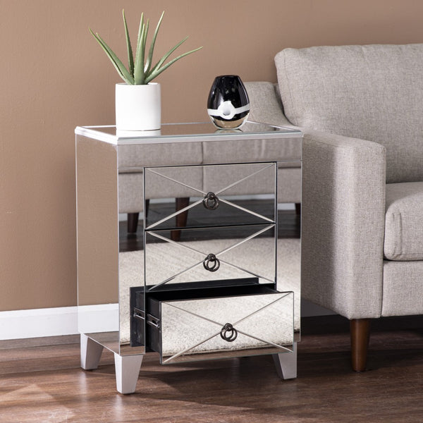 Homeroots 26" Silver End Table With Three Drawers   402511