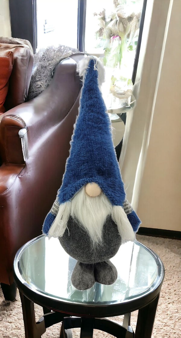 Homeroots Royal Blue Fuzzy Hat Standing Gnome  Fabric 402541