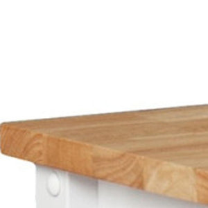 HomeRoots 42" Natural and White Butcher Block Kitchen Cart - Rolling Storage, Stylish Prep Space, and Mobility 402544