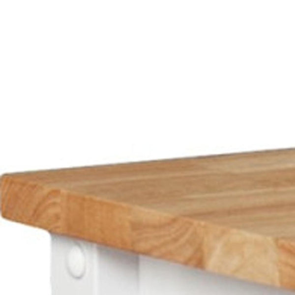HomeRoots 42" Natural and White Butcher Block Kitchen Cart - Rolling Storage, Stylish Prep Space, and Mobility 402544