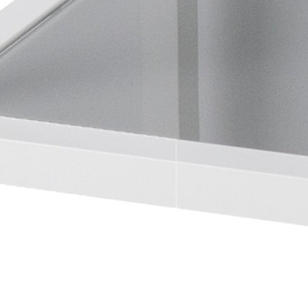 Homeroots Gray And White Metal And Glass Rolling Bar Cart With Wine Storage   402545