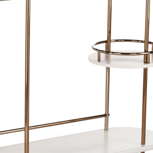HomeRoots Gold Modern Oval Metal Bar Cart with Wine Storage – Stylish Compact Design for Any Space 402550