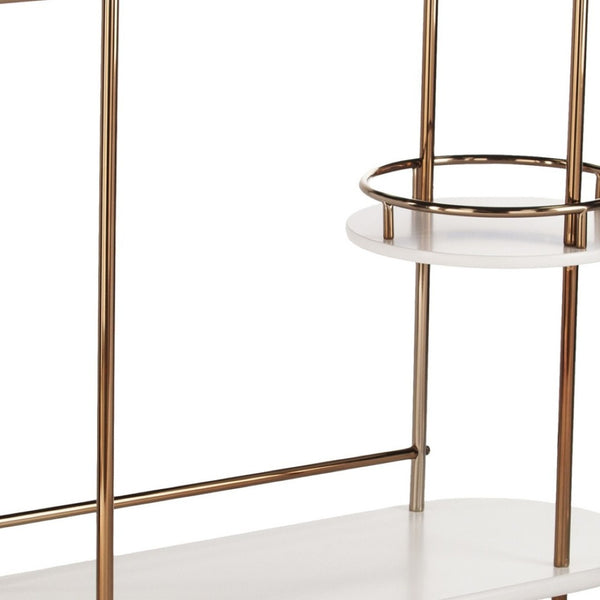 HomeRoots Gold Modern Oval Metal Bar Cart with Wine Storage – Stylish Compact Design for Any Space 402550