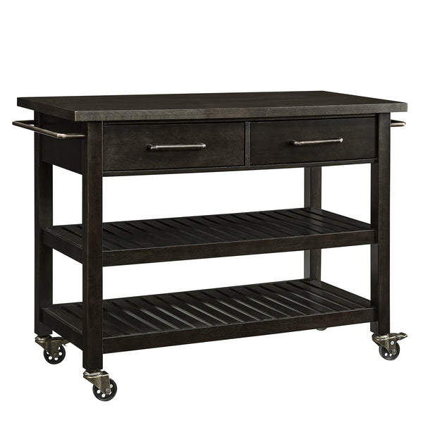 Homeroots Brown 51" Rolling Kitchen Island With Storage  Manufactured Wood 402553