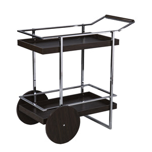 Homeroots Brown And Silver Iron Rolling Bar Cart   402554