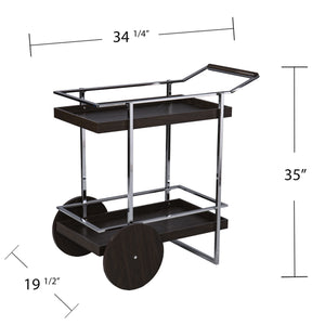 Homeroots Brown And Silver Iron Rolling Bar Cart   402554