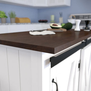HomeRoots 35" Dark Brown and White Rolling Kitchen Cart - Stylish Farmhouse Design with Ample Storage Space 402556