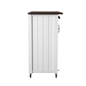 HomeRoots 35" Dark Brown and White Rolling Kitchen Cart - Stylish Farmhouse Design with Ample Storage Space 402556