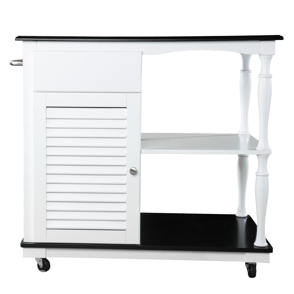 Homeroots Black And White And Black 39" Rolling Kitchen Island With Storage  Manufactured Wood 402558