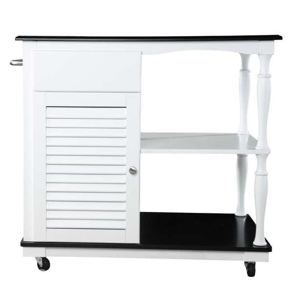Homeroots Black And White And Black 39" Rolling Kitchen Island With Storage  Manufactured Wood 402558