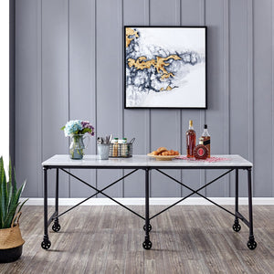 Homeroots Black And White 70" Rolling Kitchen Island  Manufactured Wood 402560