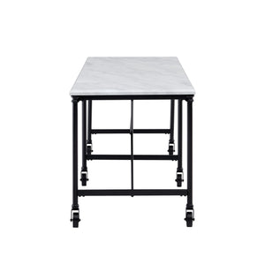 Homeroots Black And White 70" Rolling Kitchen Island  Manufactured Wood 402560