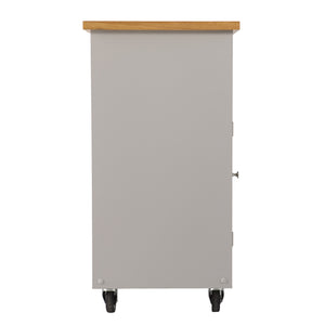 Homeroots Gray And Natural 35" Rolling Kitchen Island With Storage  Manufactured Wood 402561
