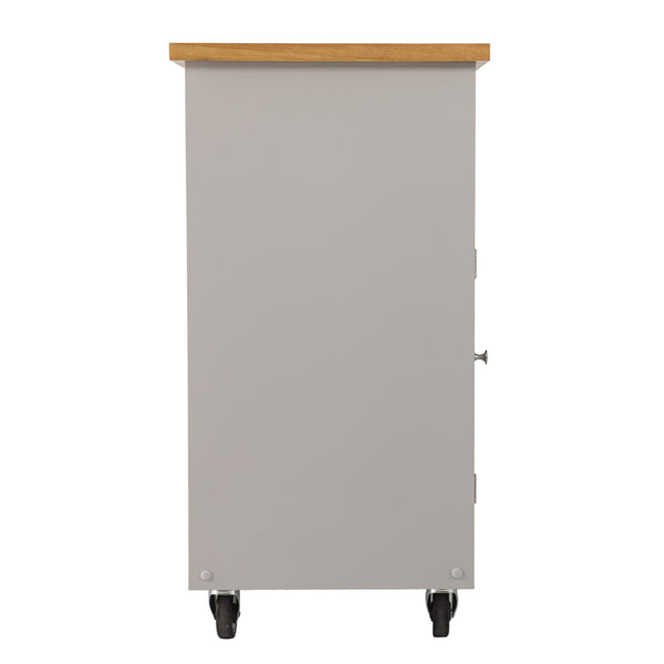 Homeroots Gray And Natural 35" Rolling Kitchen Island With Storage  Manufactured Wood 402561