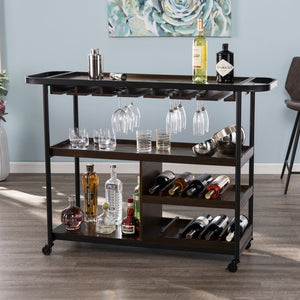 Homeroots Brown Rolling Bar Cart   402562