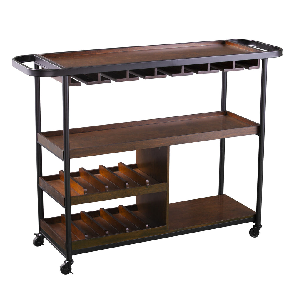Homeroots Brown Rolling Bar Cart   402562