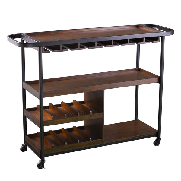Homeroots Brown Rolling Bar Cart   402562