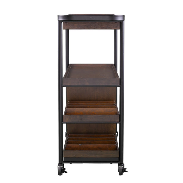 Homeroots Brown Rolling Bar Cart   402562