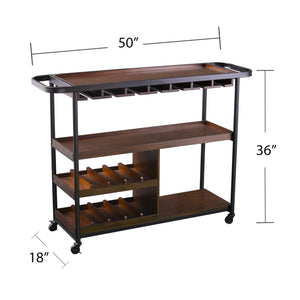 Homeroots Brown Rolling Bar Cart   402562