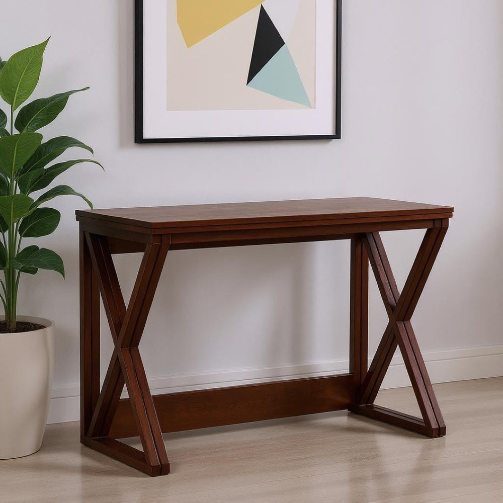HomeRoots 46" Brown Solid Wood A-Frame Console Table – Elegant Entryway Furniture for Stylish Home Décor 402573