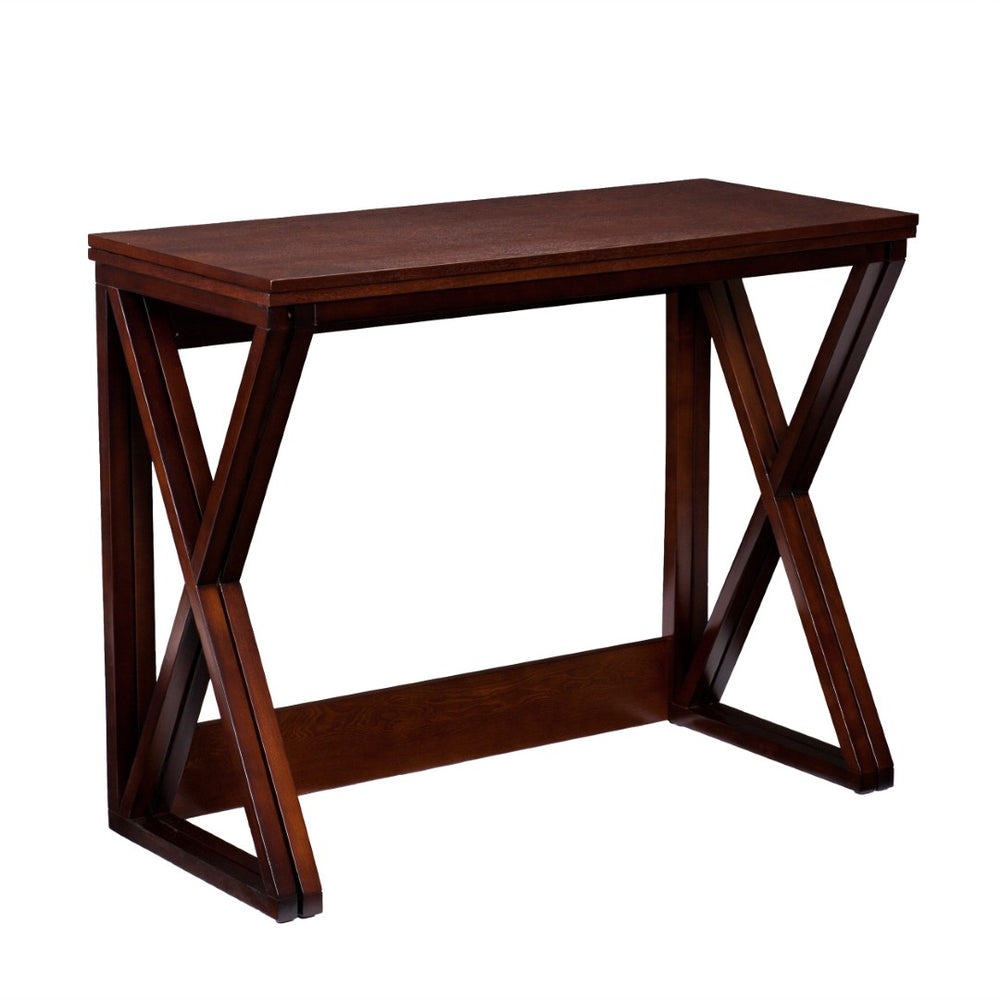 HomeRoots 46" Brown Solid Wood A-Frame Console Table – Elegant Entryway Furniture for Stylish Home Décor 402573