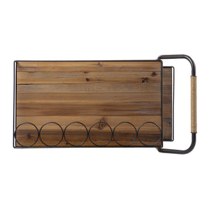 Homeroots Natural And Black Iron And Reclaimed Wood Rolling Bar Cart With Wine Storage   402575
