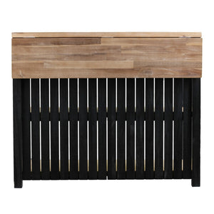 HomeRoots Black 44" Kitchen Island with Rustic Storage - Solid Acacia Wood, Drop Leaf, Multi-Purpose Design 402576