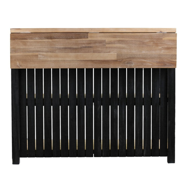 HomeRoots Black 44" Kitchen Island with Rustic Storage - Solid Acacia Wood, Drop Leaf, Multi-Purpose Design 402576